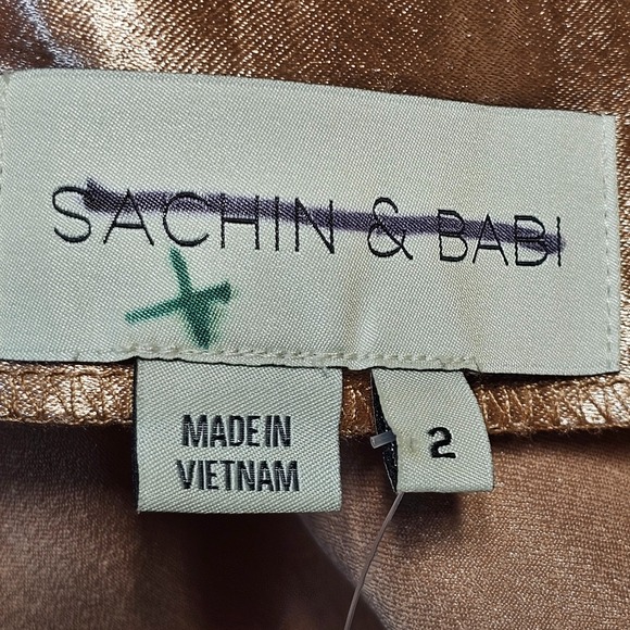 EVENING DRESS BHLDN S JENNINGS LIQUID GOLD BRONZE SACHIN BABI SLIT NWT  SIZE 2 - Picture 12 of 16